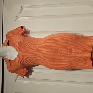 Abercrombie & Fitch Orange V-Neckline Ribbed S/S Sweater Dress Sz XS NWT